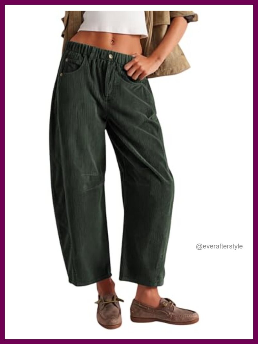 Mid Rise Corduroy Barrel Jeans Wide Leg Cropped Ankle Pants
